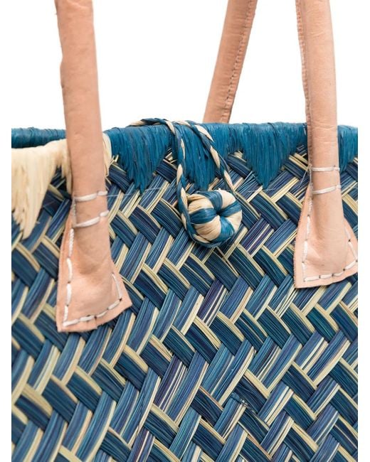 THE NINA STUDIO Blue Clotilde Woven Tote Bag
