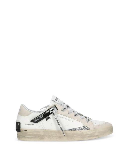 Crime London White Sk8 Deluxe Glitter Sneakers