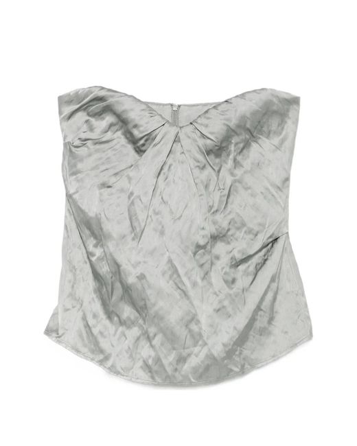 Esse Studios Gray Lume Draped Strapless Top
