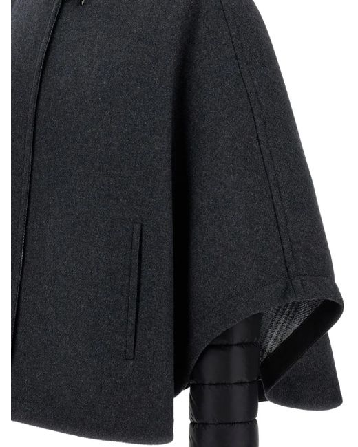 Fay Black Hook-Fastening Wool Cape