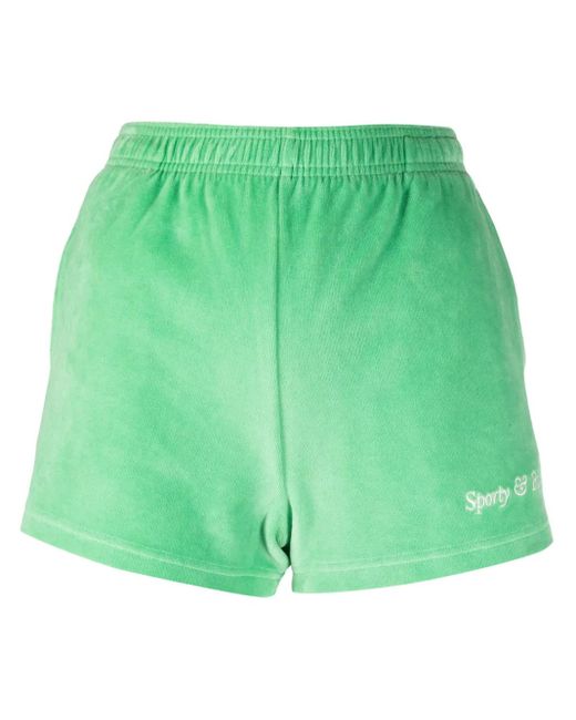 Sporty & Rich Green Ny Tennis Club Cotton Shorts