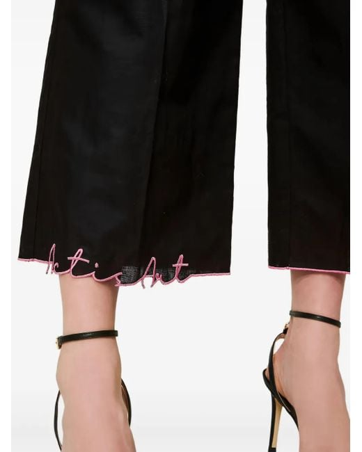 Pantaloni A Gamba Ampia Con Ricamo di Twinset in Black