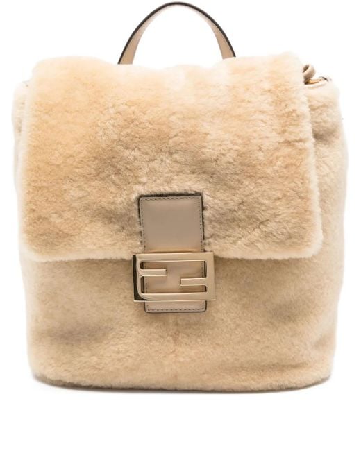 Mochila con pelo Fendi de color Natural