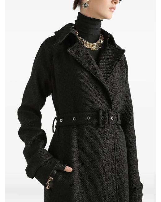 Dolce & Gabbana Black Dna Tweed Trench Coat