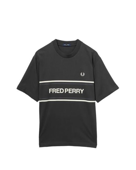 Fred Perry Black Logo-Print T-Shirt for men
