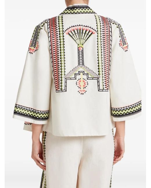 Temperley London Natural Veste En Lin Avalon À Broderies