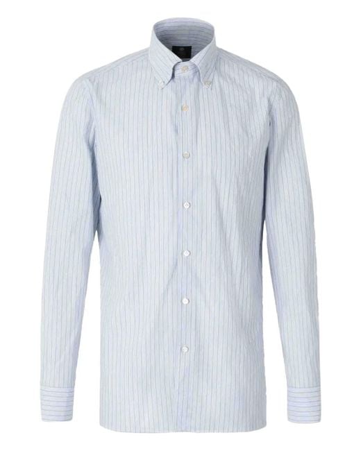 Chemise Rayée À Détail Asymétrique Luigi Borrelli Napoli pour homme en coloris Blue