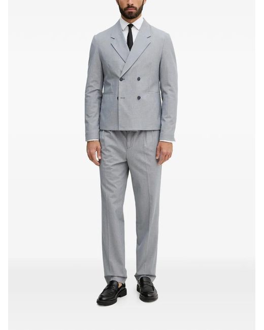 Lindbergh Gray Double-Breasted Patterned Suit for men