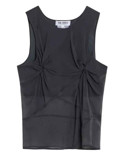 The Attico Black Silk Tank Top