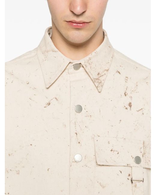 Yes London White Marbled-Print Pocket Shirt for men