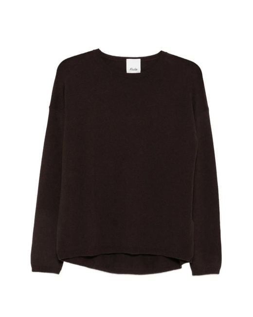 Allude Black Dropped-Shoulder Sweater