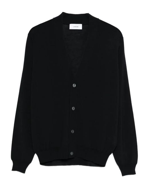 Lardini Black V-Neck Wool Cardigan for men