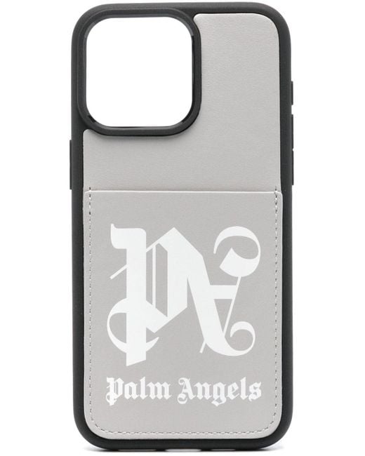 Palm Angels Gray Logo-print Iphone 15 Pro Max Case