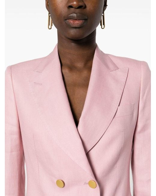 Tagliatore Pink Doppelreihiger Anzug aus Leinen