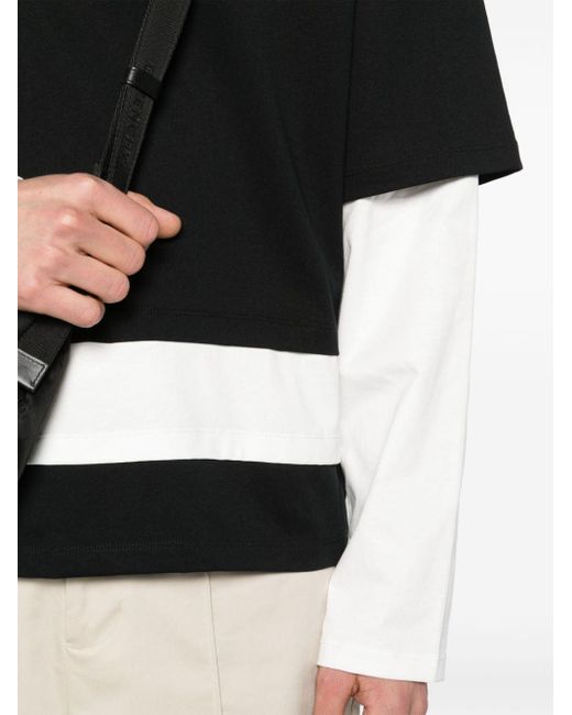 T-shirt en coton à design superposé Neil Barrett pour homme en coloris Black