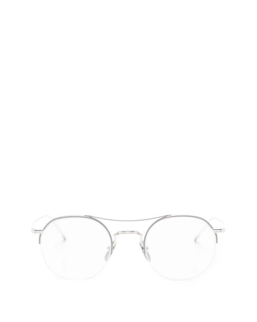 Thom Browne Runde Brille Mit Doppelsteg in White für Herren