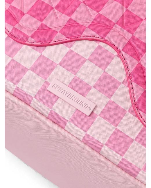 Sprayground Pink Shark Chequered Backpack
