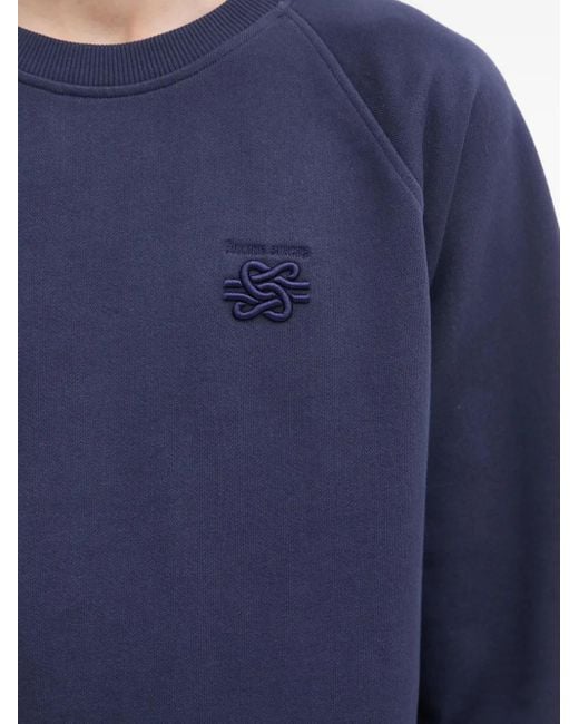 Filling Pieces Blue Embroidered Crewneck Sweatshirt for men