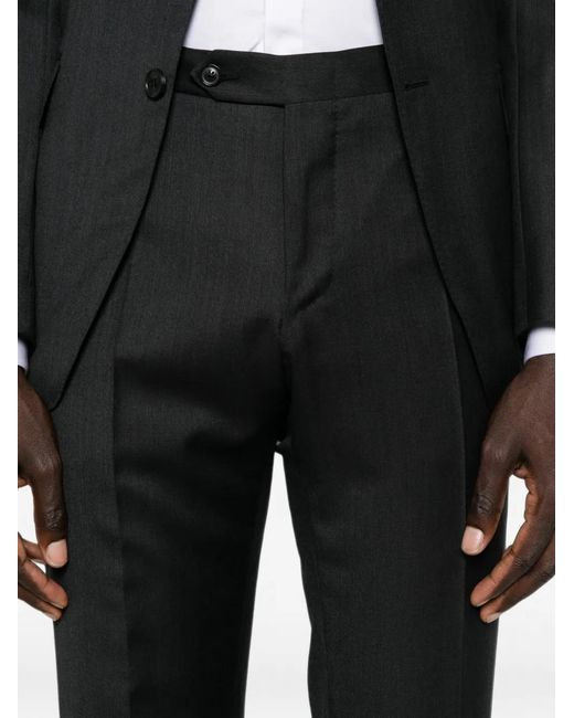 Canali Black Single-Breasted Notched-Lapels Suit for men