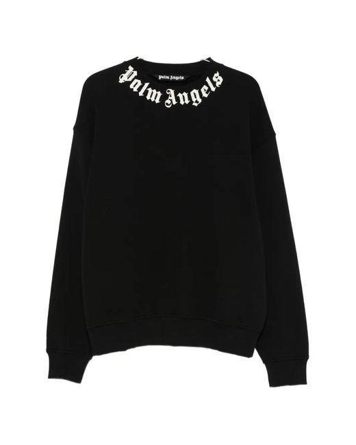 Palm Angels Black Logo-Print Crew-Neck Sweatshirt for men