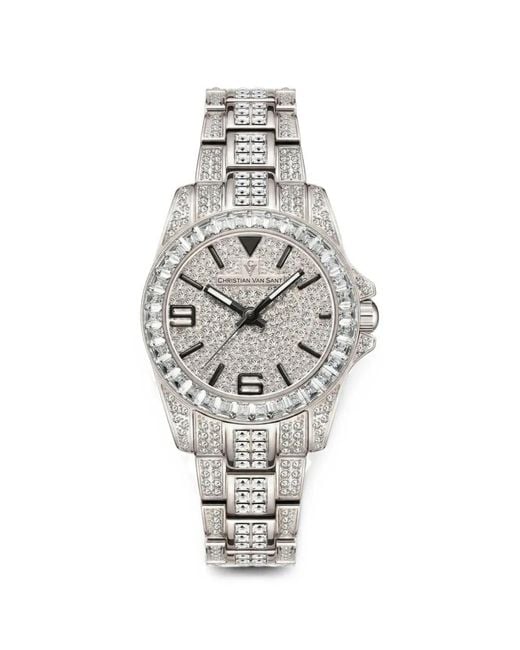 Christian Van Sant White Majestic Crystal-Embellished 31Mm Watch