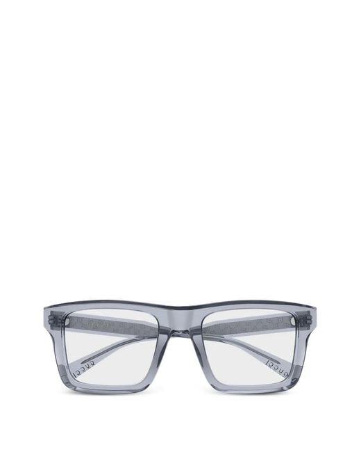 Gucci Gray Transparent Square-Frame Glasses for men