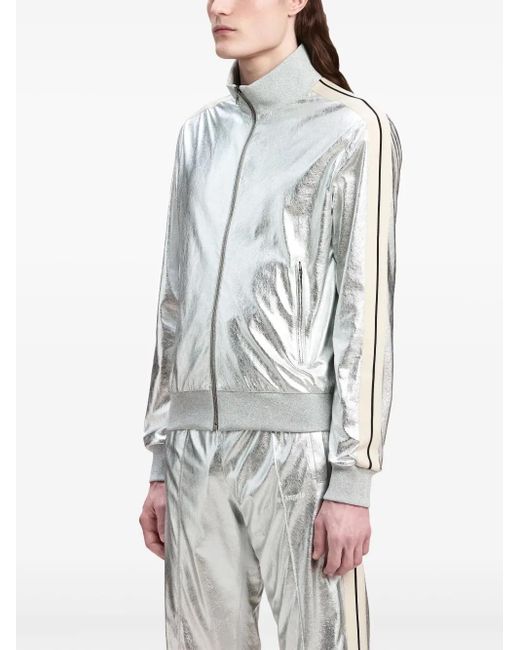 Palm Angels Gray Metallic-Finish Leather Jacket for men
