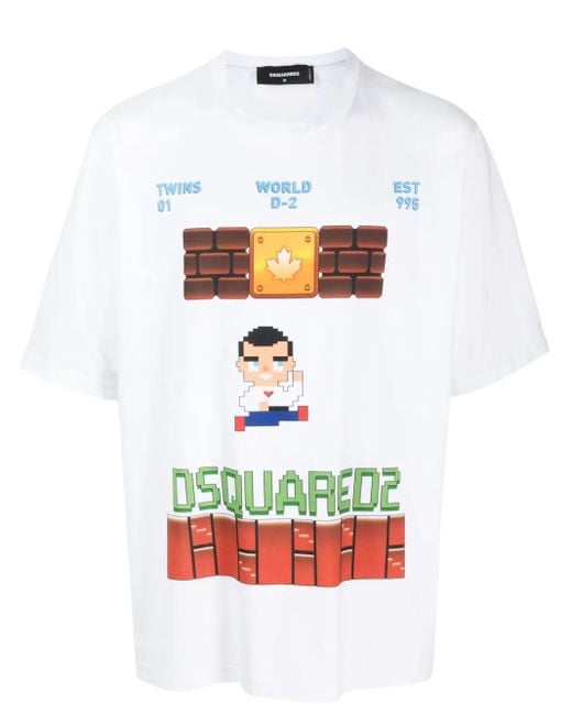 メンズ DSquared² ロゴ Tシャツ White