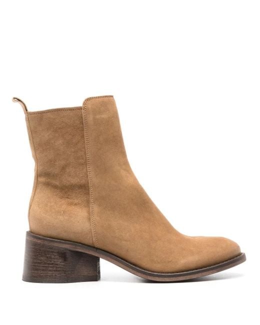 Moma Brown Suede Leather Ankle Boots