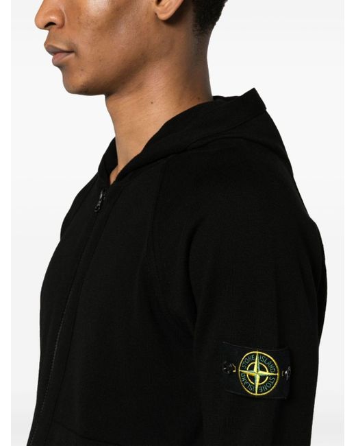Stone Island Black Compass-patch Knitted Hoodie for men