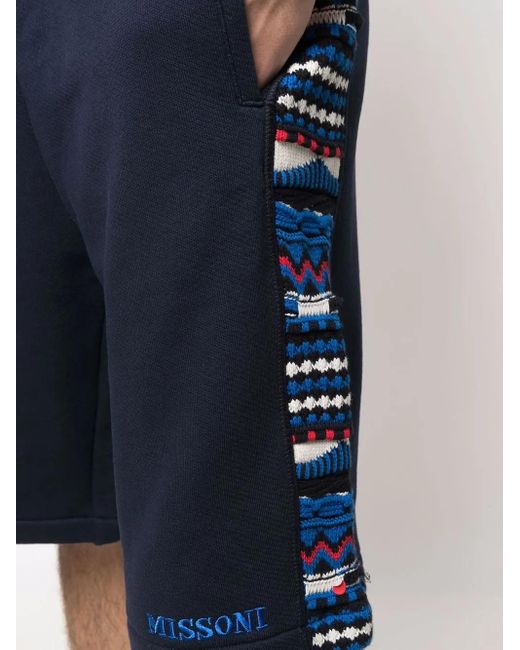 Missoni Blue Patterned Jacquard Cotton Shorts for men