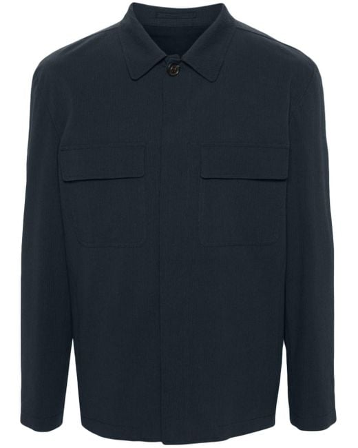 Lardini Blue Textured Cotton Shirt Jacket for men