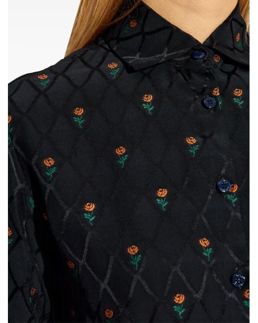 Etro Black Floral Diamond Grid Shirt