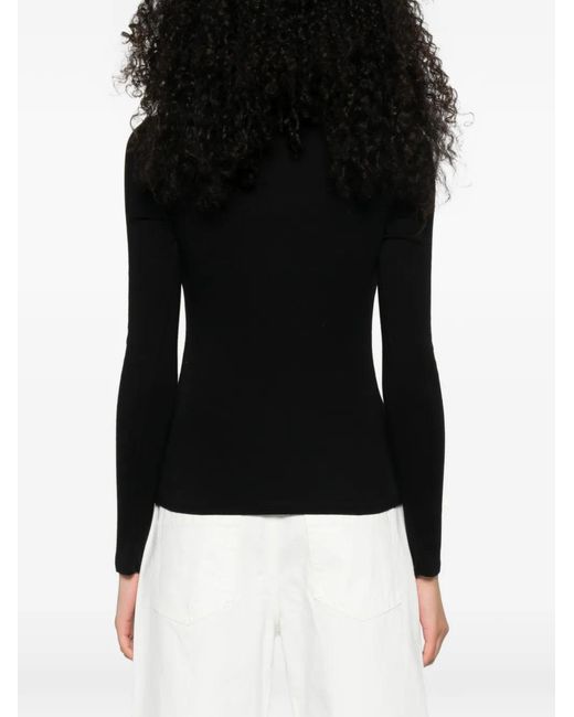Nili Lotan Black Button-Fastening Polo Top