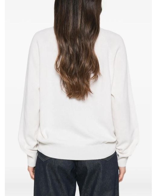 Peserico White Beaded-Stripe Sweater