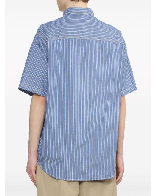 Chocoolate Blue Logo-appliqué Striped Cotton Shirt for men