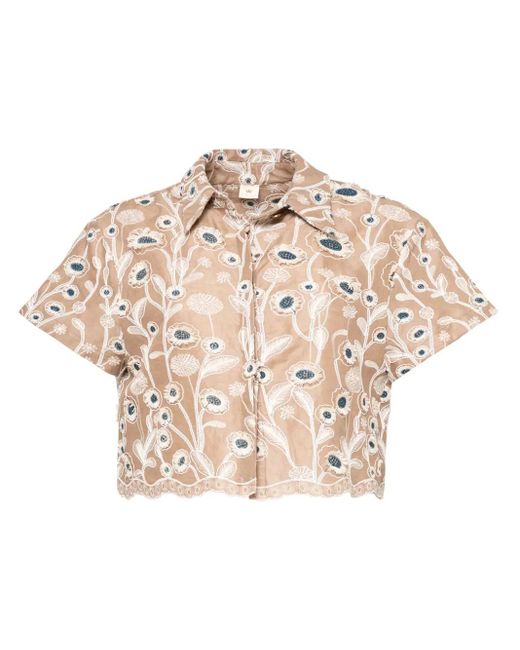 Agua Bendita Virtuosa Petalo Cropped Blouse in het Natural