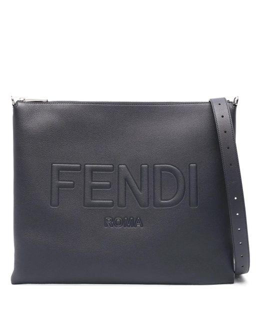 Fendi Gray After Leather Shoulder Bag for men