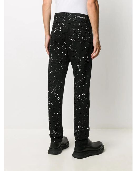 Palm Angels Black Cactus Print Jeans for men