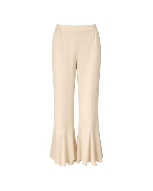 Silk95five Natural Elasticated Flared Trousers
