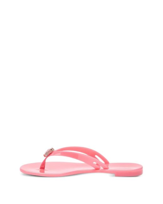Casadei Pink Crystal-Embellished Flip-Flops