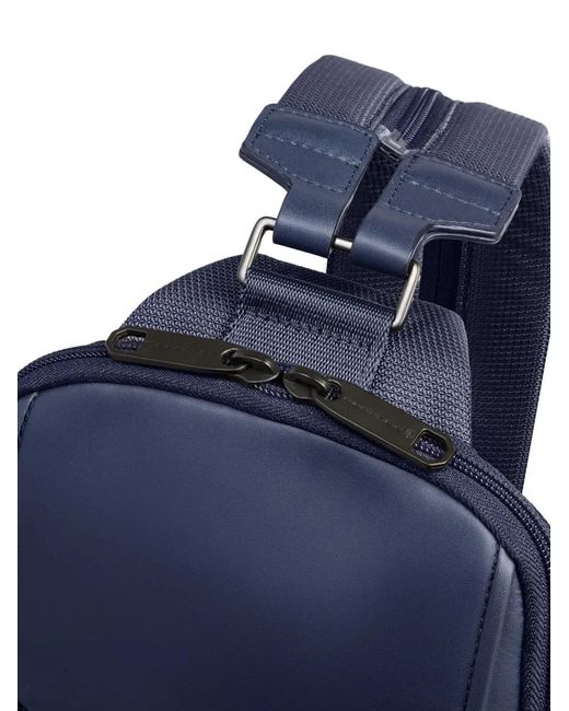 Piquadro Blue Convertible Leather-Trim Backpack for men