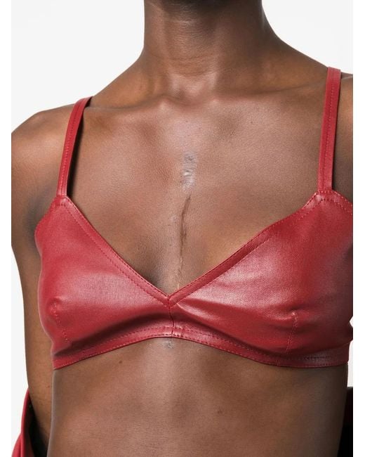 The Mannei Red Sierra Leather Cropped Tank Top