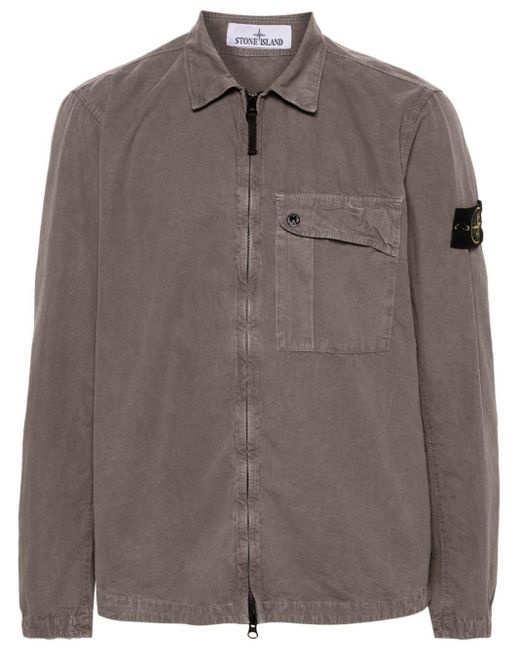 Stone Island Brown Compass-badge Cotton Shirt for men