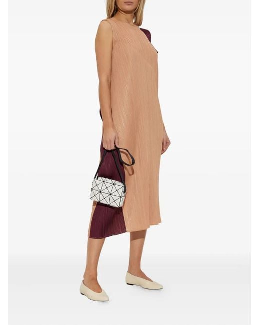 Pleats Please Issey Miyake Orange Pleated Asymmetric Dress