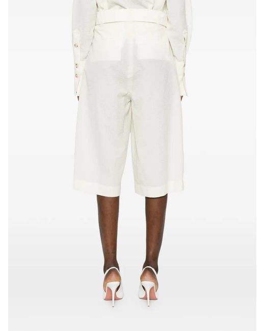 BATAKOVIC Belgrade White Buckle Pleated Shorts