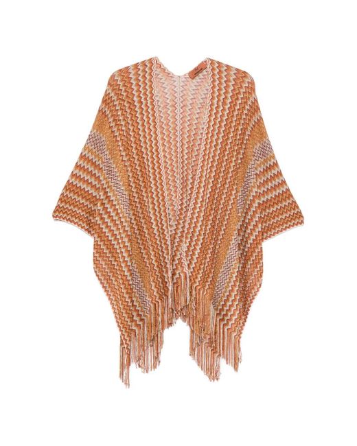 Missoni Orange Fringed-Hem Poncho