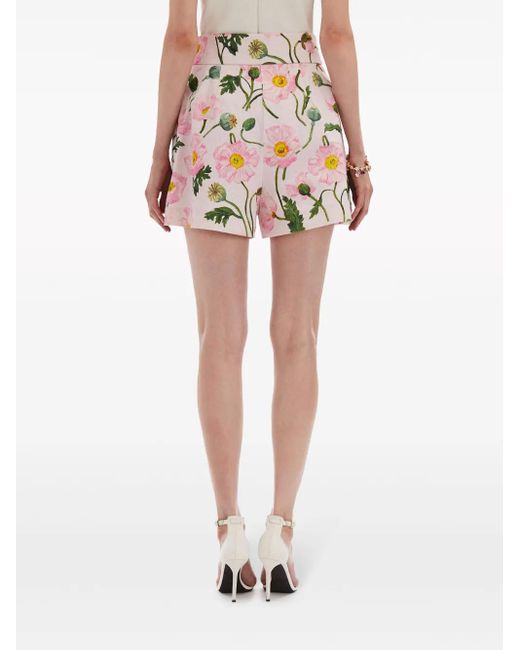 Oscar de la Renta プリント ショートパンツ Pink