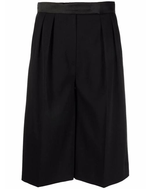 Max Mara Black Tailored Pleated Bermuda Shorts