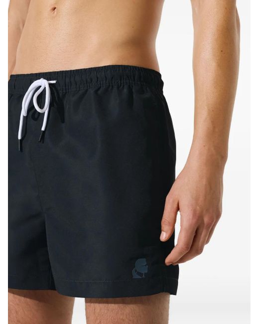 Karl Lagerfeld Black Drawstring Swim Shorts for men